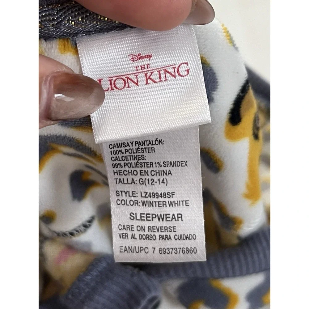Disney Simba Pajama Set Girls Sz L Leopard Print Lion King Sleepwear Cozy Lounge